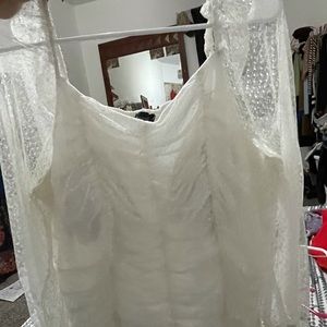 White long sleeve mesh blouse